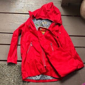 Stylish Red Women's Raincoat with Matching Bag & Hat